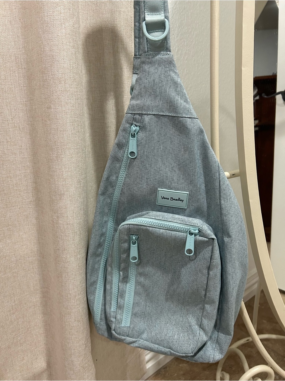 Vera Bradley Mint-Trim Gray Sling Crossbody Bag